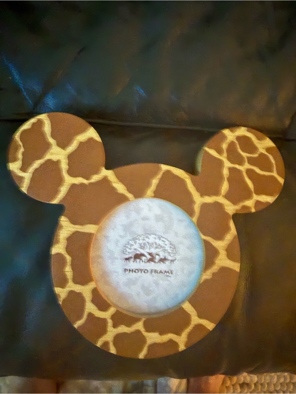 Disney Giraffe Print Mickey Ear Photo Frame - Brown & Cream